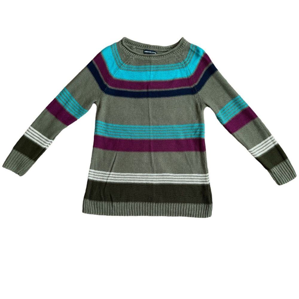 American Living Multicolor Knit Long Sleeve Sweater Top, M